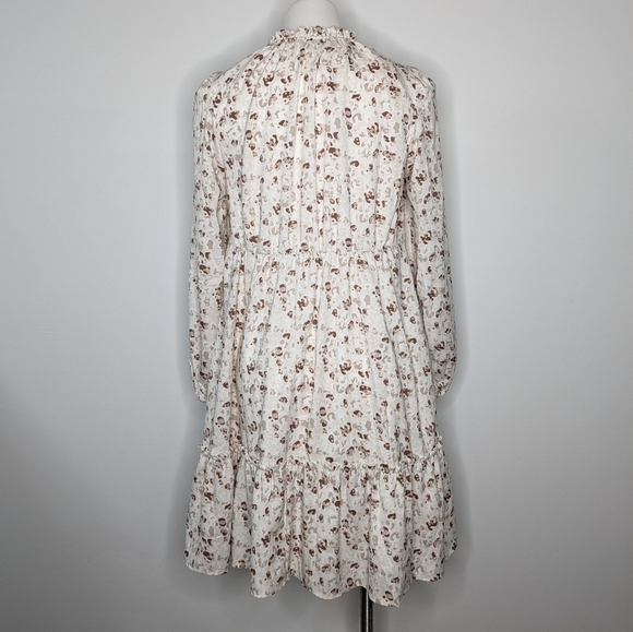 Frye white tan & brown long sleeve button up dress M - Picture 6 of 10